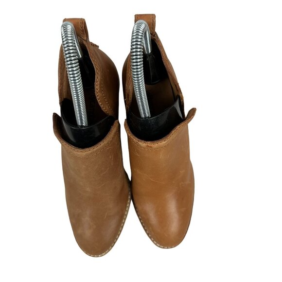 Jeffrey Campbell Rosalee Tan Leather Ankle Booties Stacked Block Heel Size 5 - Picture 5 of 9